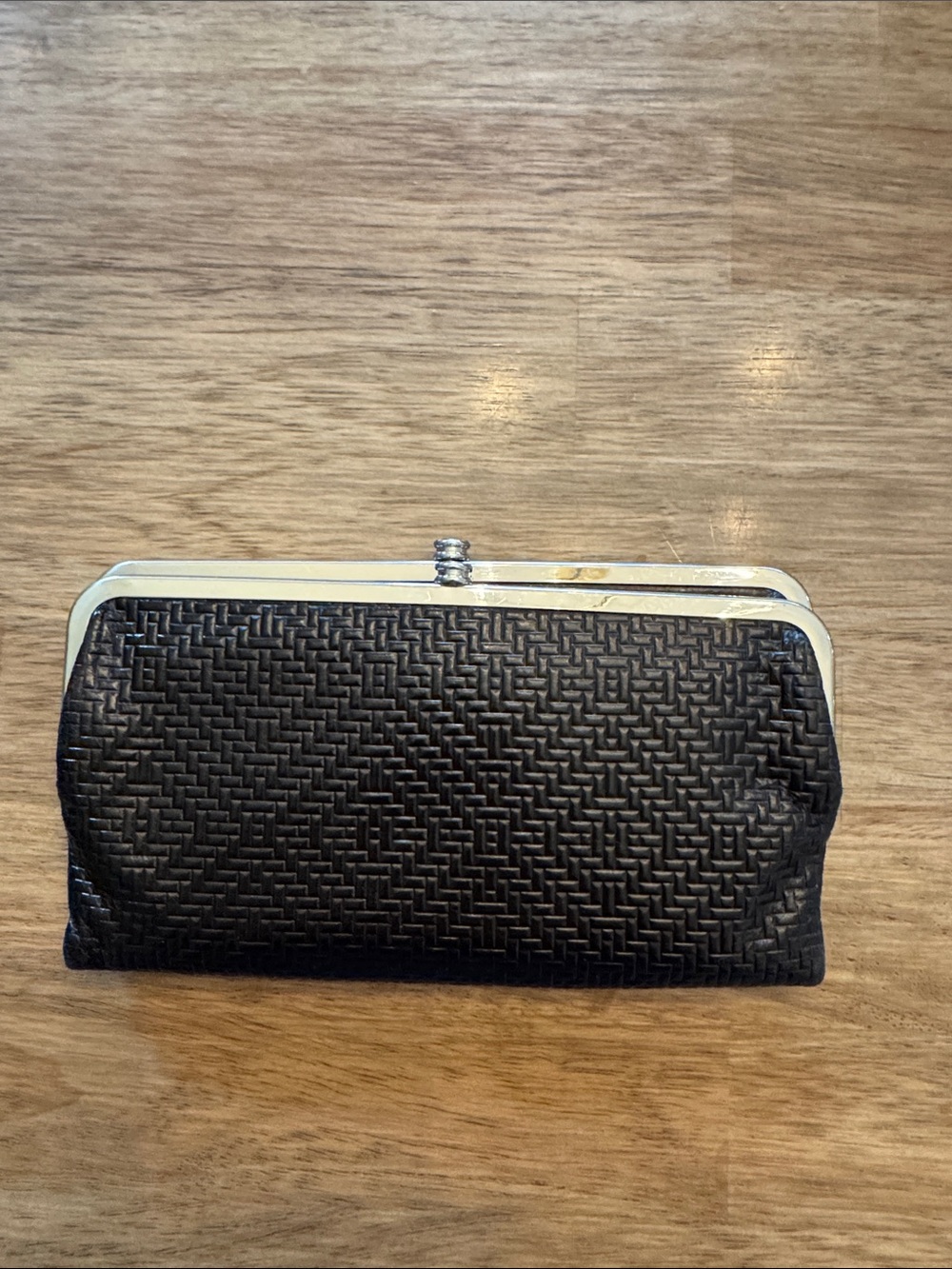 HOBO Black Woven Frame Clutch